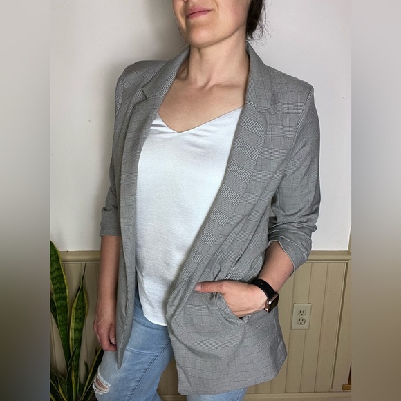 Maison d’Amelie Blazer Plaid Preppy Trending Pocket Open Jacket Women’s Sz L - Picture 3 of 9